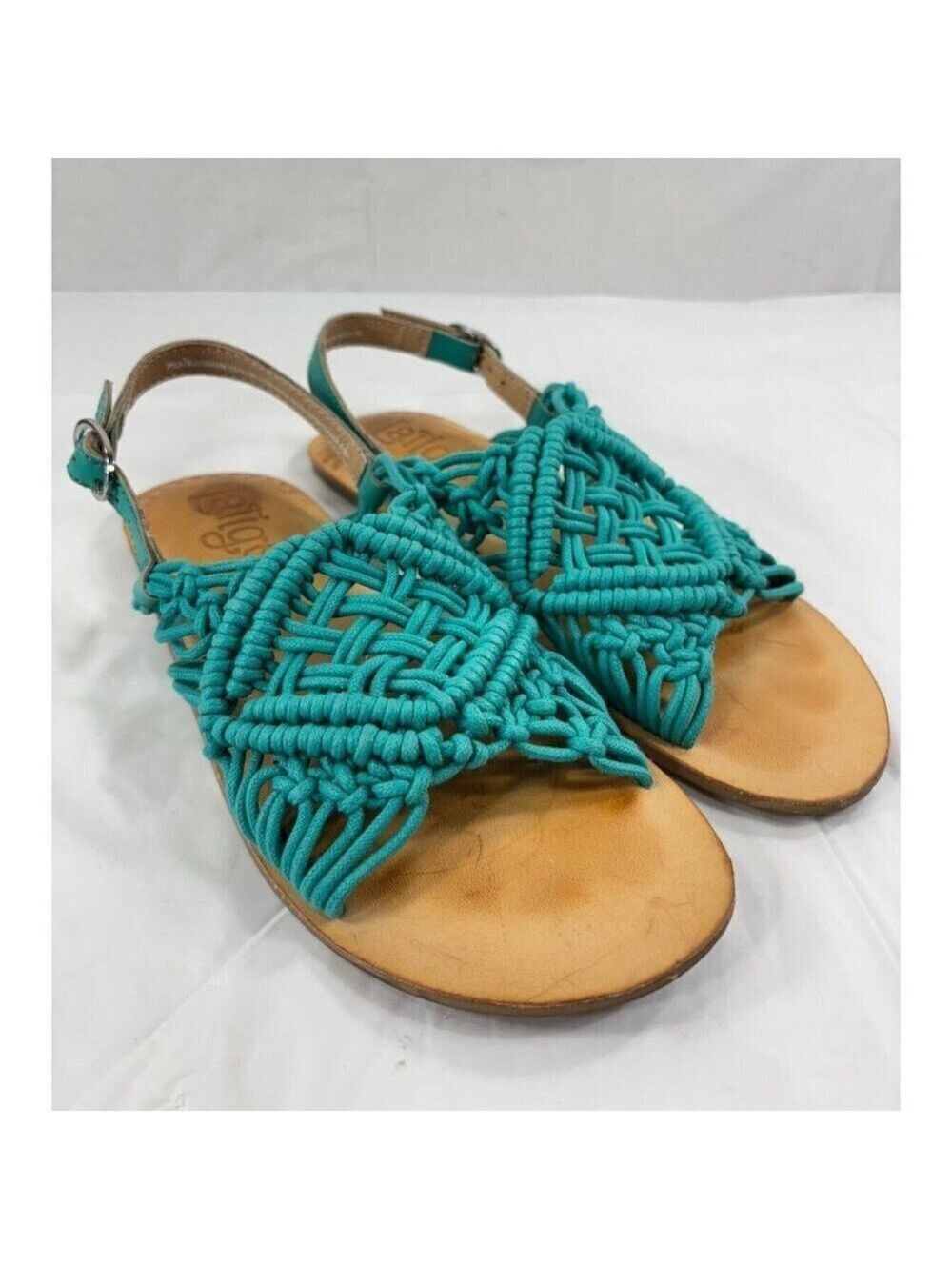 Latigo Ophelia Teal Macrame Flat Sandals Women's Size 7M